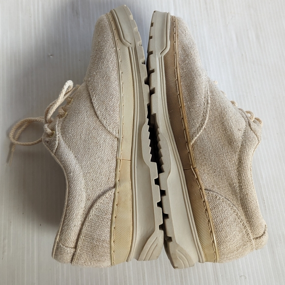 AMERICAN EAGLE cream canvas platform loafers brogues creepers - Picture 2 of 11